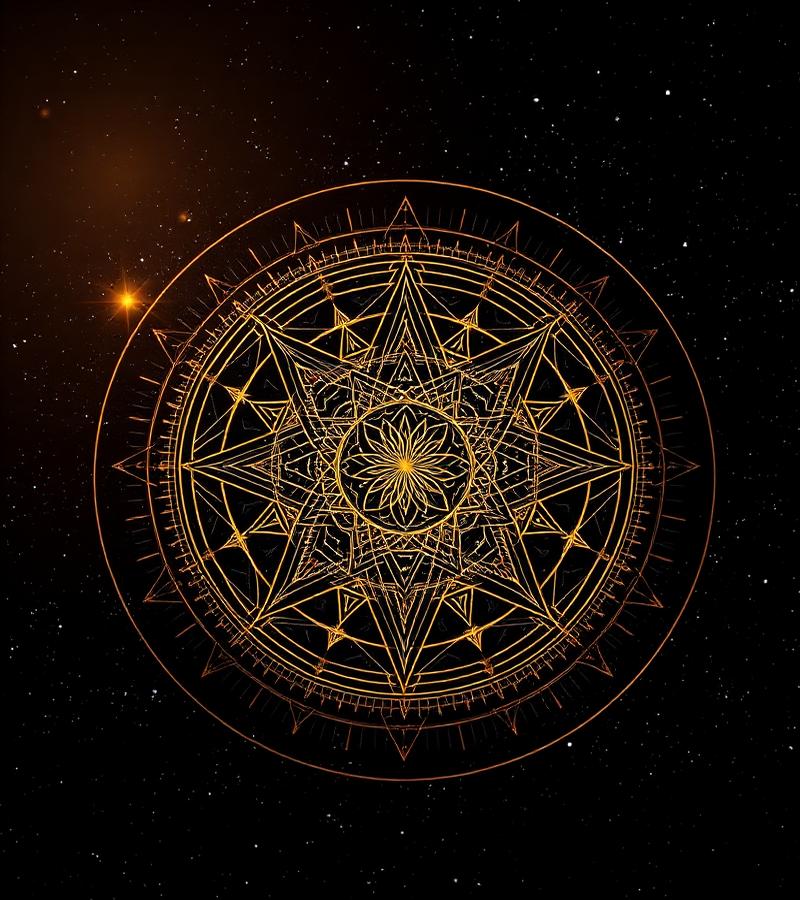 Intricate golden sacred geometry mandala